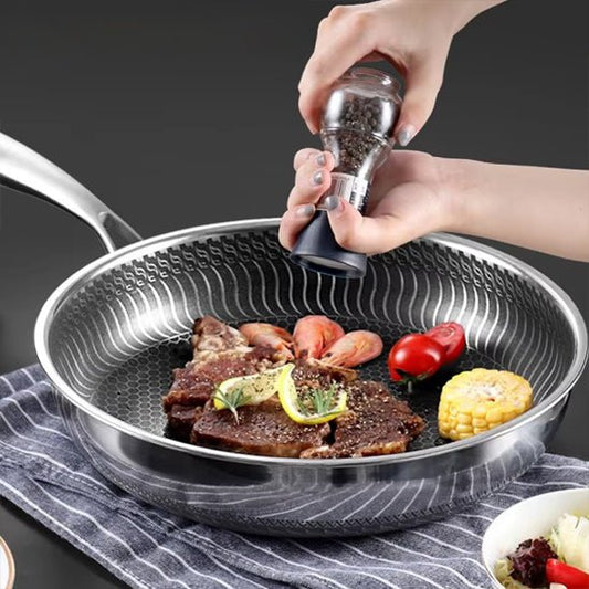 poele inox 18/10 |nid d'abeille™ - cuisinertelunchef