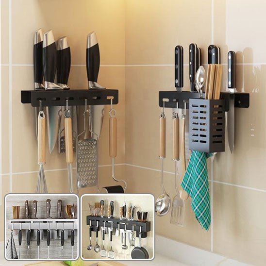 Porte couteaux multifonctionnel, range couteaux, spatules, cuillères et ustensiles en un seul support