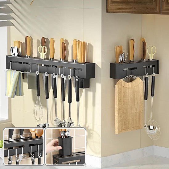 Porte couteaux support ustensiles cuisine, design épuré et moderne pour cuisine contemporaine