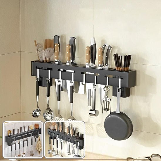Porte couteaux multifonctionnel mural ou sur plan de travail, installation facile et flexible