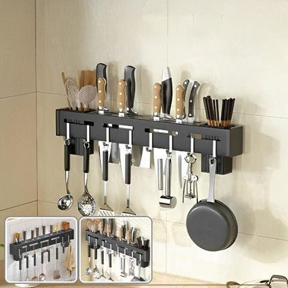 Porte couteaux multifonctionnel mural ou sur plan de travail, installation facile et flexible