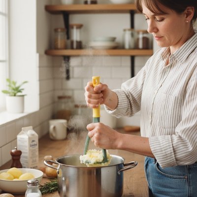 Presse-purée ergonomique, effort réduit pour résultat parfait