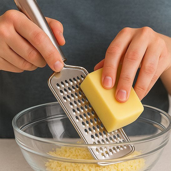 Râpe à fromage grip confortable, lame inox pour résultat fin