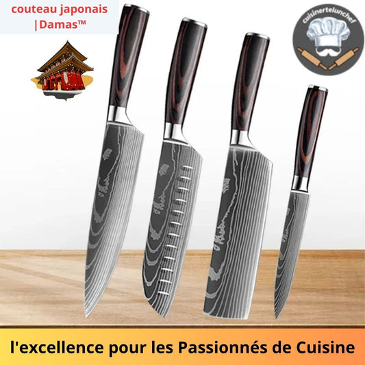 set de couteau de cuisine Damas