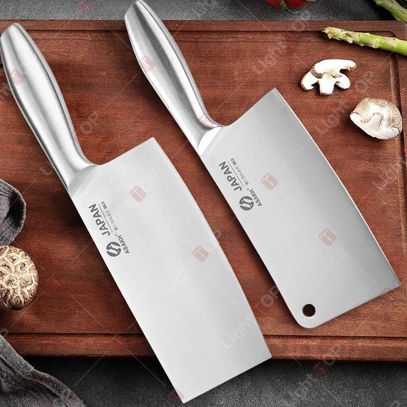 Set couteaux cuisine avec bloc, manches ergonomiques et équilibre parfait en main