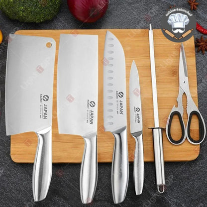 Set couteaux cuisine bloc de rangement design, lames inox tranchantes et durables