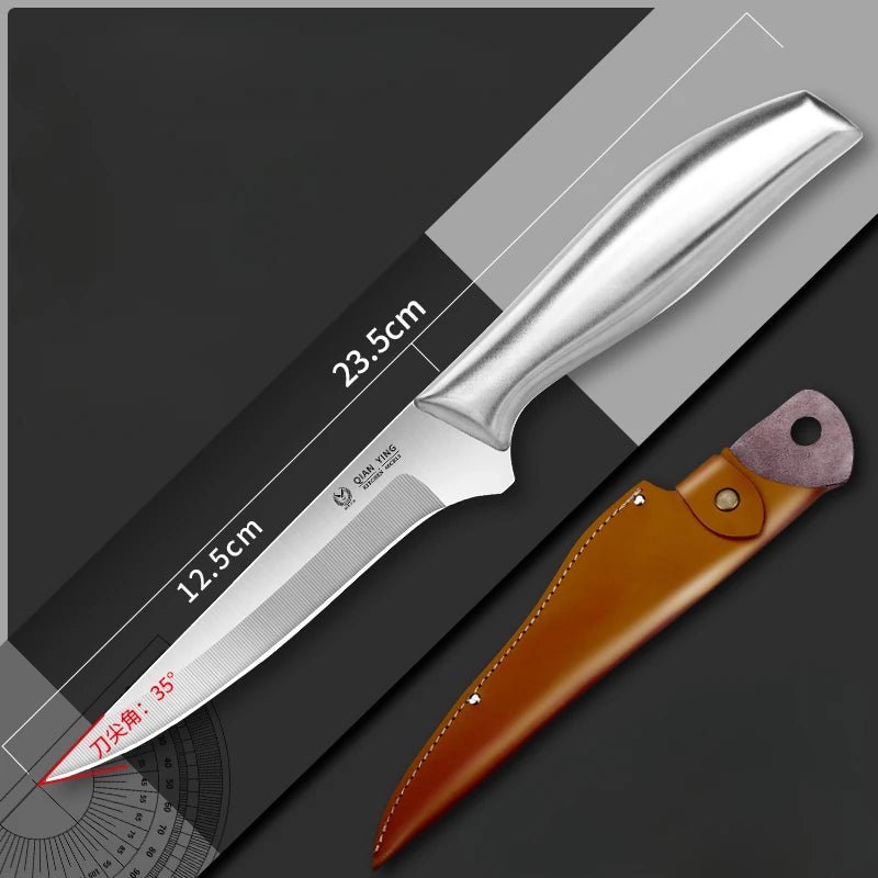 Set couteaux cuisine étui cuir compact, pratique pour cuisine à domicile ou en voyage