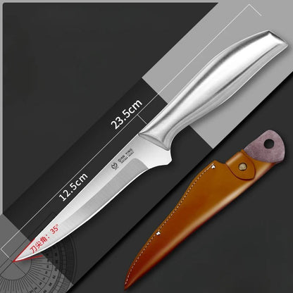 Set couteaux cuisine étui cuir compact, pratique pour cuisine à domicile ou en voyage