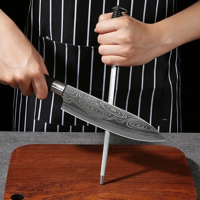 Couteaux Santoku style japonais, lames inox tranchantes et équilibrées