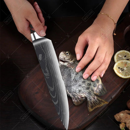 Set couteaux cuisine Damas, idéal chef amateur et cuisinier professionnel exigeant