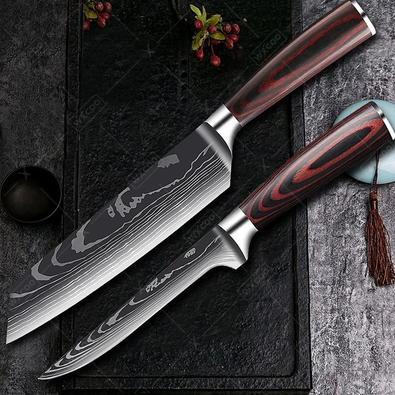 Set couteaux Damas haute performance, investissement durable pour cuisine d'exception