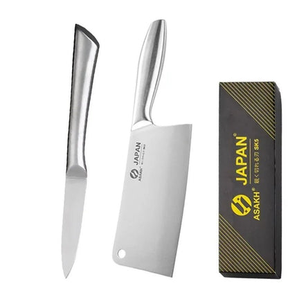 Set couteaux cuisine manche inox, acier inox intégral robuste et facile à nettoyer