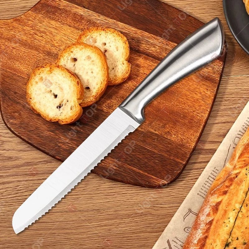 Set couteaux cuisine manche inox, lames tranchantes et manche sans joint pour hygiène maximale