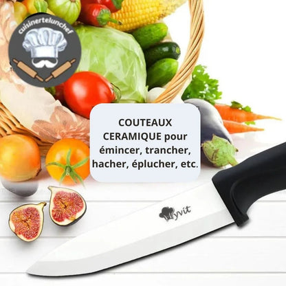 Set couteaux céramique complet, légers et maniables pour cuisiniers du quotidien