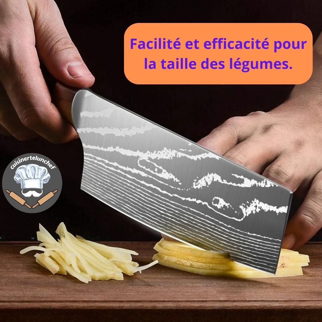 Set couteaux Duo Slice en action, deux lames complémentaires pour chaque découpe