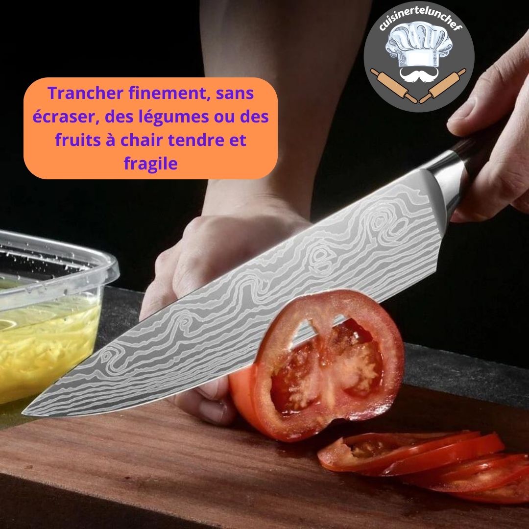 Set couteaux Duo Slice, lames inox tranchantes pour viandes, légumes et pain