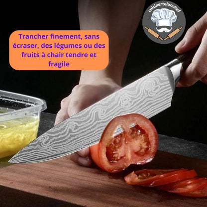 Set couteaux Duo Slice, lames inox tranchantes pour viandes, légumes et pain