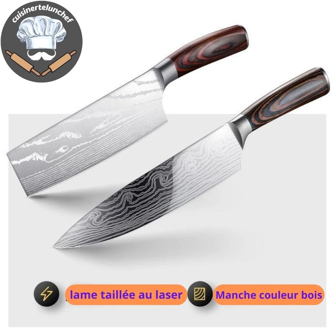 Set couteaux cuisine Duo Slice, design élégant et finition soignée pour cuisine moderne