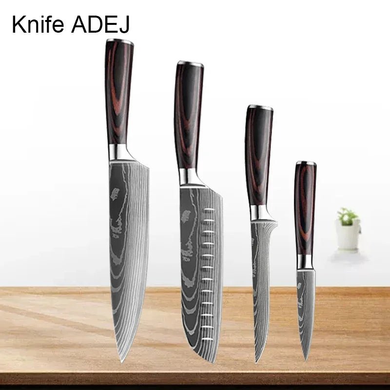 Couteaux japonais avec bloc rangement, set complet pour cuisiniers passionnés