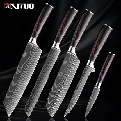 Set couteaux japonais cuisine, découpe précise et tranchant rasoir