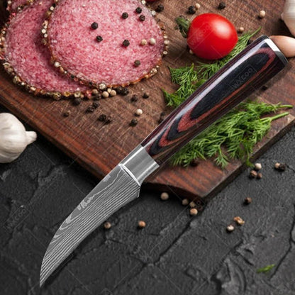 Set couteaux Trio Japonais, lames inox tranchantes pour viandes, légumes et herbes